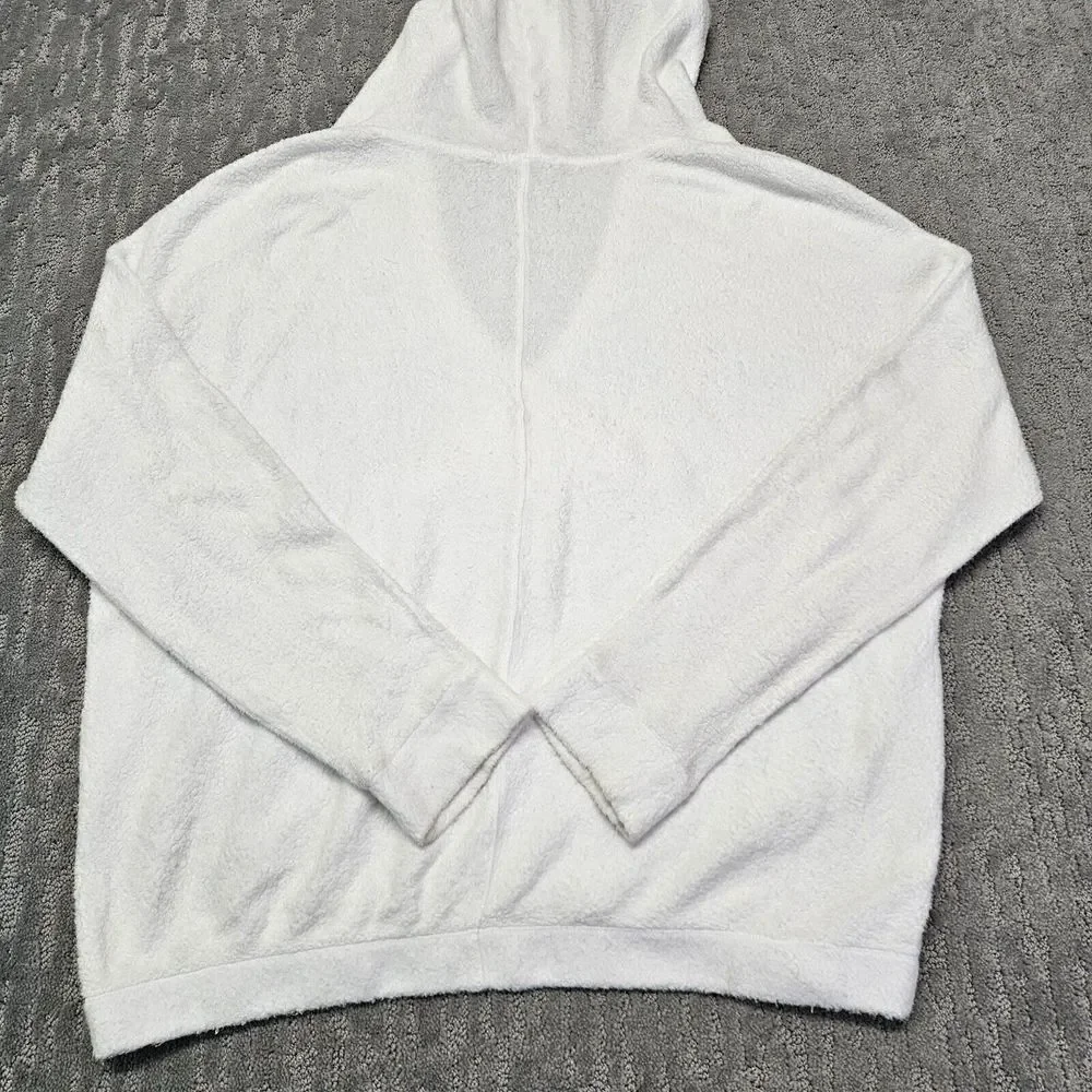 Stateside Womens Deep V‎ Neck Ribbed French Terry Hoodie Sweatshirt White Sz. L - Picture 9 of 11